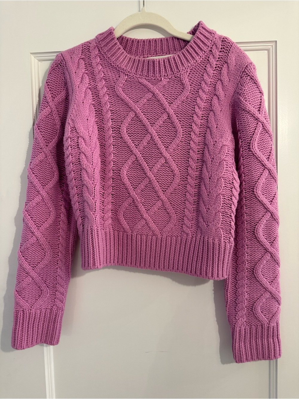 English Factory Cable Knit Crewneck Sweater - Pink
